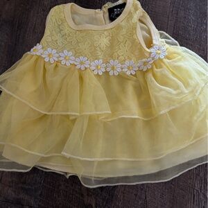 Yellow Lace Baby Dress with Floral Accents